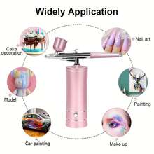 AWHOZR Airbrush Kit With Compressor, Handheld Airbrush With 0.3mm Nozzle, Rechargeable Portable Airbrush, Suitable For Painting, Nail Art, Model Coloring - Black - View 3