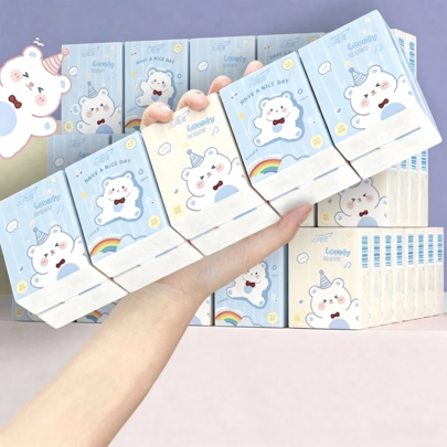 1/2/4/10/20/40 Packs Cute Birthday Bear Pocket Handkerchief Paper, Portable Handkerchief Paper For Birthday Bear Handkerchief Paper, Face Towel, Napkins, Suitable For Business Trips, Work, Travel,