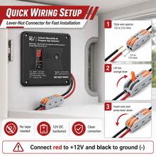 2-In-1 RV Carbon Monoxide & Propane Gas Detector, 12V DC Flush Mount CO/LP Gas Alarm With LED Display, 100dB Audible Alert & Lever-Nut Connector For Motorhome, Travel Trailer, Camper, Black - Black - View 3