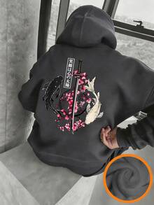 Tween Boy Fun Graphic Print Pullover Sweatshirt, Warm & Comfortable Thermal Lined Pullover Sweatshirt For Autumn/Winter - Dark Grey - View 2