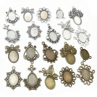 10pcs 10x14mm Inner Size Alloy Metal Pendant Cabochons Blank Base Setting Bezel Tray DIY Jewelry Making Accessories Findings