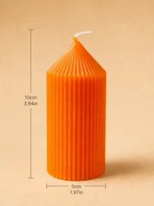 多尺寸橘黃色尖頭垂直條紋柱狀蠟燭，直徑 5cm，無煙居家裝飾蠟燭，適用婚禮、餐桌、客廳、派對與節日氛圍裝飾 - 多尺寸 - 查看 12