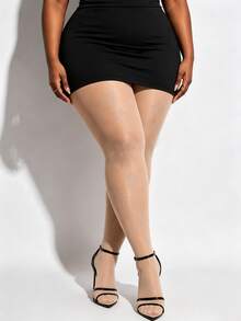 1pc Women's Rhinestone Star Pattern Sheer Tights, Shiny Nude Party & Nightclub Outfit Pantyhose - Apricot - View 7