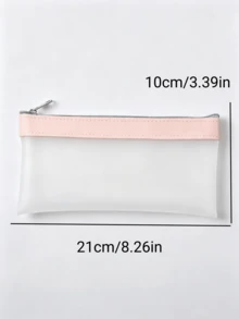1pc Cute Frosted Translucent Pencil Case, Student Zipper Pencil Pouch, Stationery Bag, Back-To-School Essential - Transparent Pencil Case - View 4