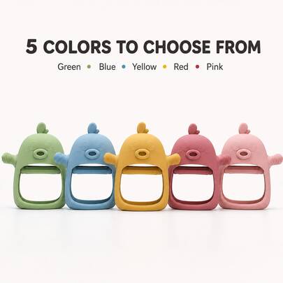 Duck Baby Silicone Teether, With Textured Surface, Easy-To-Grip Handle Design For Infants,Teething Toys For 3+Months,Babies Gift