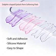 2 Peças Almofadas de Silicone para Amaciamento de Cílios, Formato Fofo de Golfinho, Ultra-Finas e Amaciamento Mais Completo, Podem Ser Usadas para Amaciamento de Cílios, Coloração de Cílios, Laváveis - Multicolorido - Visão 2