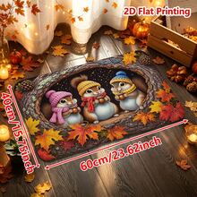 1/2pcs Autumn Door Mat, Autumn Squirrel Theme Flannel Door Mat, Soft Comfortable Absorbent Non-Slip Machine Washable, Multi-Functional Home Floor Mat Suitable For Entrance, Living Room, Bedroom, Kitchen, Bathroom, Laundry Room, Patio, Entryway, Thanksgiving Decoration Autumn Atmosphere Rug - Multicolor - View 11