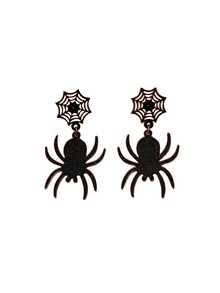 A Pair Of Halloween Heart-Shaped Spider Earrings, Gothic Bridal Accessories, Halloween Jewelry, Suitable For Halloween, Parties, And Holiday Gifts. - Multicolor - View 9