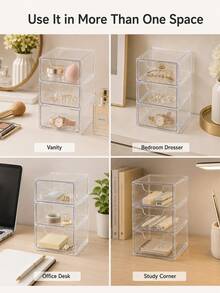 3-Layer Drawer Storage Box For Jewelry, Hair Accessories, Earrings And Small Items, Furniture Office Study Desk Organizer, Jewelry Storage Box, Drawer Cosmetic Organizer, Bedroom Decor Desk Organizer, Home Desk Drawer Storage Box - A - View 11