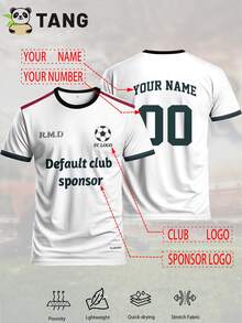 Men's Customized Madrid White Team Printed Football Jersey, Personalized Name & Number Soccer Shirt, La Liga Fan Gear, Training & Daily Wear Gift - White - View 2