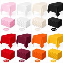 8pcs Disposable Rectangular Solid Color Tablecloth Plastic PEVA Dessert Table Party Decoration Waterproof Oil-Proof Table Cover - Multicolor - View 1