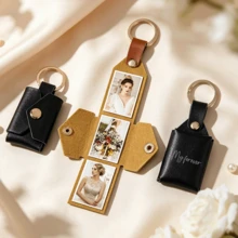 Personalized Photo Keychain, Photo Custom Engraved Keychain ,Couples Gift Anniversary For Him Her Boyfriend Girlfriend,Birthday Gifts, Gift For Family - Tri-fold Photo Keychain - View 7