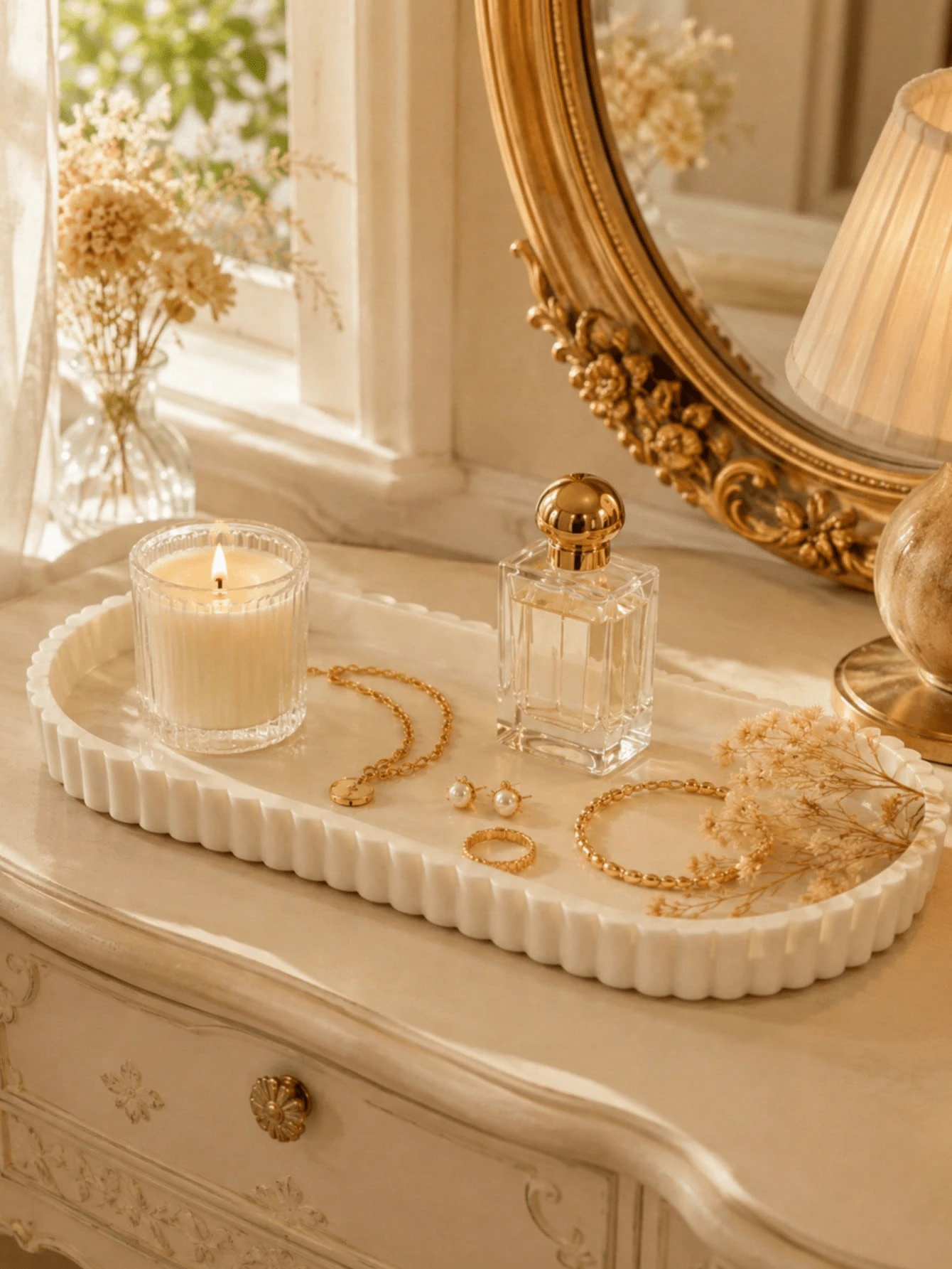 Flexible Cream White Ribbed Jewelry Tray, Elegant Rectangular Decorative Storage Dish, Suitable For Rings, Necklaces, Bracelets, Perfume And Vanity Decor, Women's Gift, Room Decoration, Jewelry Storage, Jewelry Rack, Vanity Organizer - Multicolor - View 1