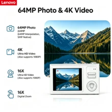 Lenovo XJ22 復古風 CCD-4K 數位攝影機，迷你便攜式攝錄機，配備 2.8 吋螢幕，內置 1000mAh 電池，支援影片錄製，附補光燈，適合初學者拍攝 Vlog 與旅行攝影 - 米黃色 - 查看 2