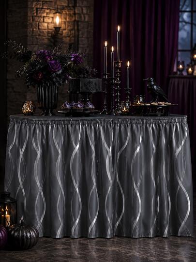 1pc Minimalist Solid Color Daily Table Skirt, Modern Simple Style Polyester Rectangular Table Skirt, Neatly Covers Table Legs And Under-Table Clutter, Combines Decorative And Dust-Proof Functions, Suitable For Dining Room, Kitchen, Living Room, Gathering, Banquet, Party And All-Season Home Decor
