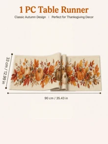 Autumn Pumpkin Table Runner, Maple Leaf Berry Acorn Floral Print Dining Table Decor, Suitable For Thanksgiving, Harvest Party, Kitchen, Dining Room And Farmhouse Home Decor - Multicolor - View 11