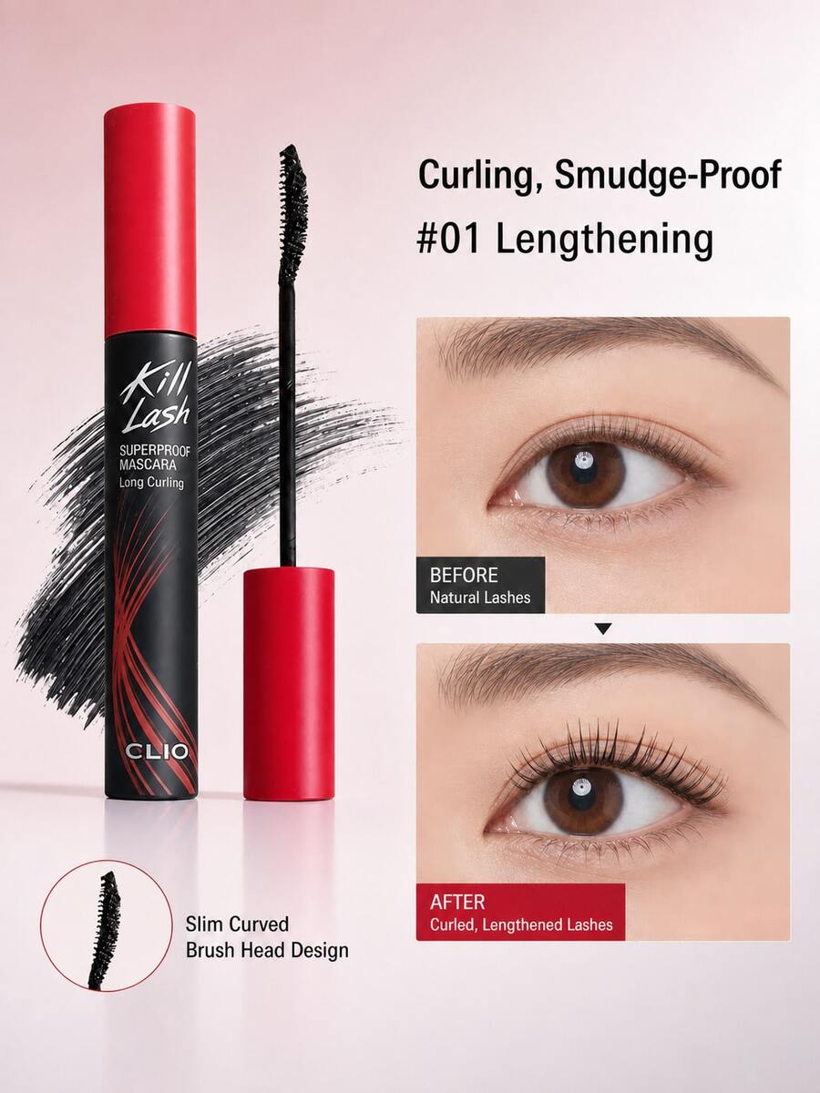 CLIO Kill Lash Mascara 7g, Slim Brush Head Lash Extension, Long-Lasting Curl, Smudge-Proof Daily Eye Makeup - View 1