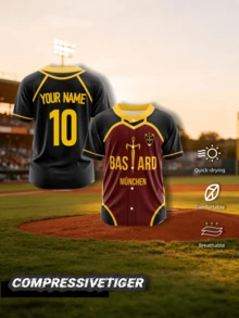 Custom Button-Up Baseball Jersey, Black & Brown With Gold Color Blocking, Customizable Front & Back, Free To Change Player Name & Jersey Number, Custom Team Logo, Comfortable Fabric, Suitable For Baseball, Softball Games, Team Training, Team Building Activities & Casual Streetwear, Create Exclusive Team Uniforms, Meet Personalized Dressing Needs, 2026 Baseball - Brown - View 2