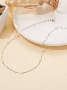 1pc Minimalistic Pearl Necklace Suitable For Everyday Wear - Silver - View 1