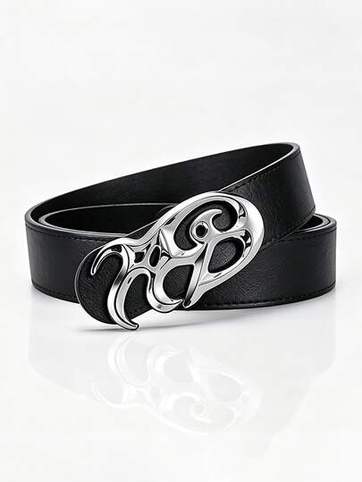 New Y2K Hollow PU Leather Punk Belt For Women Men, Retro Luxury Asymmetric Alloy Buckle Unisex Waist Strap, Ideal For Gifting & Daily Outfits