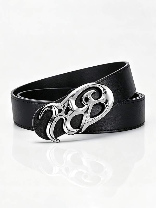 New Y2K Hollow PU Leather Punk Belt For Women Men, Retro Luxury Asymmetric Alloy Buckle Unisex Waist Strap, Ideal For Gifting & Daily Outfits