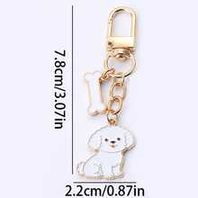 Cute Enamel Dog Keychain With Bone Charm, Gold-Tone Pet Lover Bag Pendant, Y2K Purse Backpack Accessory, Everyday Gift - Multicolor - View 5