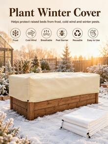 Raised Garden Bed Winter Plant Cover, Breathable Non-Woven Fabric Frost Protection Blanket With Drawstring, Windproof, Cold-Proof, Pest-Proof, Reusable Outdoor Planting Box Vegetable Seedling Cover - Multi-color - View 7