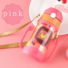 1pc 400ml/13oz Cartoon Straw Water Cup, Dual Handle Straw Cup, Safety Lock, Convenient Strap, Suitable For Daily Use - Multicolor - View 12