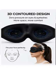 3D Contoured Sleep Mask, Zero Eye Pressure Eye Mask With Adjustable Strap, Deep Sleep, Travel, Nap, Yoga Relaxation - A - View 8