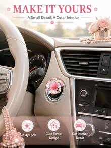 Flower Or Christmas Car Engine Start Stop Button Cover, Cute Transparent Push Start Button Decorative Cap, Dashboard Center Console Ornament, Car Interior Accessories For Women, Vehicle Decoration And Holiday Gift, 6 Styles Available - A - View 10
