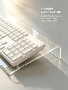 Acrylic Keyboard Stand 15 Degree Tilt Wrist Rest Design Transparent Minimalist Keyboard Desktop Extension Rack Stable Desktop Heightening Stand Suitable For Typists Employees Home Office Typing Work Adjustable Height Stand Back To School Season Back To School Season Hot-Selling Decor Christmas Halloween Best Gift For Friends - Multicolor - View 6