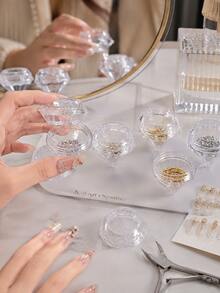 10pcs Transparent Diamond-Shaped Mini Cosmetic Sample Jars With Screw Caps, Suitable For Nail Art, Rhinestones, Sequins And Other Decorative Items Storage, As Well As DIY Crafts And Organization - Clear - View 5