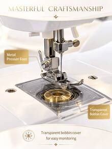SMEGGEMS Sewing Machine With 12 Built-In Stitches, Portable Household Tabletop Design, Multi-Function Stitch Selection, Adjustable Stitch Length And Automatic Bobbin Winding - White - View 6