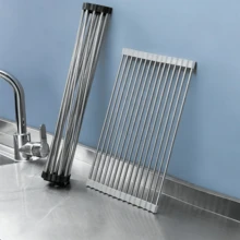 1‑Piece Draining Heat‑Resistant Rack, Holds Tableware And Kitchen Utensils, Can Be Rolled Up For Storage When Not In Use, Saves Kitchen Space, And Fits Most Sinks. - Random Color - View 8