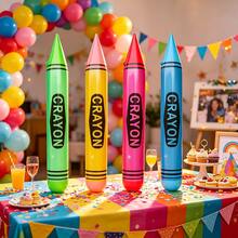 PVC Inflatable Large Crayon, Bright Color Inflatable Crayon Decoration Ornament, Back To School Classroom Decor, Art Theme Party Photo Prop, Pool Beach Play Toy - Multicolor - View 3