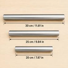 1pc Stainless Steel Rolling Pin, Baking Rolling Pin, Non-Stick Rolling Pin, For Baking Soft Candy, Pizza, Pie, Pastry, Dough, Cookies - Silver - View 3
