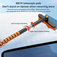 3-In-1 Portable Snow Shovel, Telescopic, Detachable, Rotating Brush Head, Sturdy C-Shaped Scraper, Thickened Bristles, Outdoor Snow Removal, Car Cleaning Multi-Function Tool - Multicolor - View 5