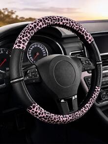 Leopard Print Rhinestone Shiny Steering Wheel Cover, Non-Slip Rubber Inner Ring PU Leather Car Accessory, Suitable For Women And Girls, Vintage Breathable Grip Protective Cover, Universal 15 Inch, Car Interior Accessory - Leopard Print With Diamonds - View 26