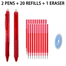 Retractable Erasable Gel Pen Set, 2 Pens + 20 Replacement Refills + 1 Eraser, 0.5mm Fine Point Refillable Erasable Pens, Smooth Writing Click Pens For Students, School, Office, Notes, Homework & Journaling - Multicolor - View 17