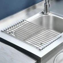 1‑Piece Draining Heat‑Resistant Rack, Holds Tableware And Kitchen Utensils, Can Be Rolled Up For Storage When Not In Use, Saves Kitchen Space, And Fits Most Sinks. - Random Color - View 2