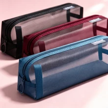 Transparent Mesh Pencil Case, Suitable For Students, Stationery And Bags - Portable Storage Solution - Single Piece - View 3