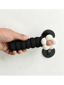 Black Floral Cream Door Handle Protector, Cream Floral Black Door Handle Protector - Multicolor - View 9
