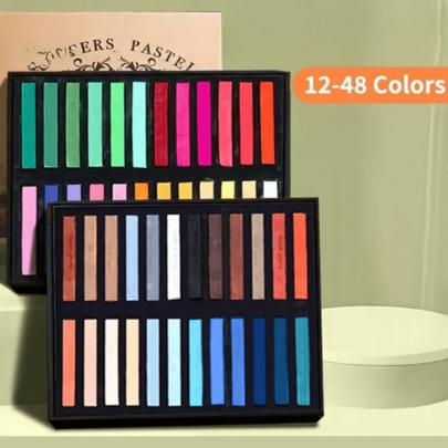 Set de arte de pastel suave portátil, 12/24/48 colores de barras de pastel de alta calidad, tonos vibrantes y suaves para bocetos al aire libre y creación de arte en movimiento