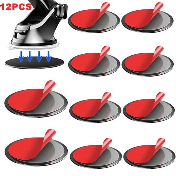 12-Pack Car Phone Mount Adhesive Base – Universal Dashboard Holder Stand With Strong Sticker, Easy Installation, Stable & Non-Slip, Compatible With All Phone Mounts, Vehicle Interior Accessory