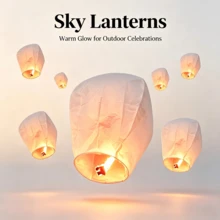 3/5/10/20pcs Floating Wish Lanterns, Romantic Outdoor Celebration Wedding New Year Birthday Party Background Decor Lights, Lightweight Paper Festival Decorations - View 4