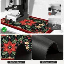 1pc Dish Drying Mat, Coffee Machine Mat, Christmas Holiday Table Mat Style Dish Drying Mat, Exquisite Floral Pattern, Absorbent Tabletop Protection, Suitable For Home Dining Table, Kitchen Counter, Combines Practicality And Holiday Atmosphere, Home Gift, Tabletop Decor - XYLSD-938 - View 9