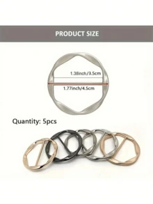 5pcs Multi-Functional Alloy Buckle Set - Versatile, Versatile, Adjustable Length, Corner Knot Design, Belt Buckle, T-Shirt Buckle, Casual Pop Culture Style, Back To School, Dorm Essential - Multicolor - View 12