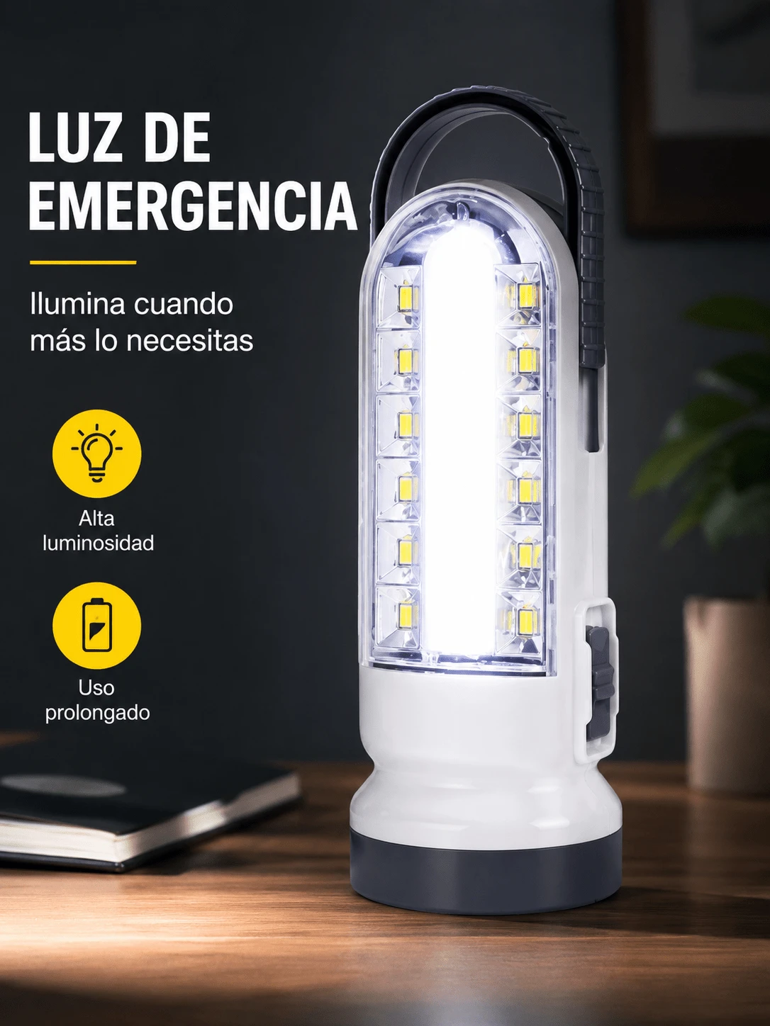 MOREKA linterna de luz de emergencia portátil, luz LED 3 en 1, luz para acampar al aire libre, puede ser portátil o iluminación interior - Blanco - Ver 1