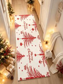 1pc Christmas Theme Red Christmas Tree Hallway Runner Rug, Carpet, Runner Rug, Area Rug, Mat, Home Decor, Area Rug, Living Room Area Rug, Living Room Home Decor, Room Decor, Washable Rug - Multicolor - View 3