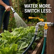 Dual‑Outlet Outdoor Garden Water Tap, One‑In‑Two‑Out Independent Control Faucet, Stainless‑Steel Hose Connector Water Spigot For Yard Irrigation Car Washing - Multicolor - View 9